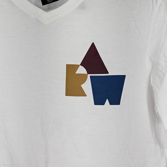 G Star RAW Men Short Sleeve‎ Graphic V Neck t-shirt size Small White NWOT - Picture 1 of 4